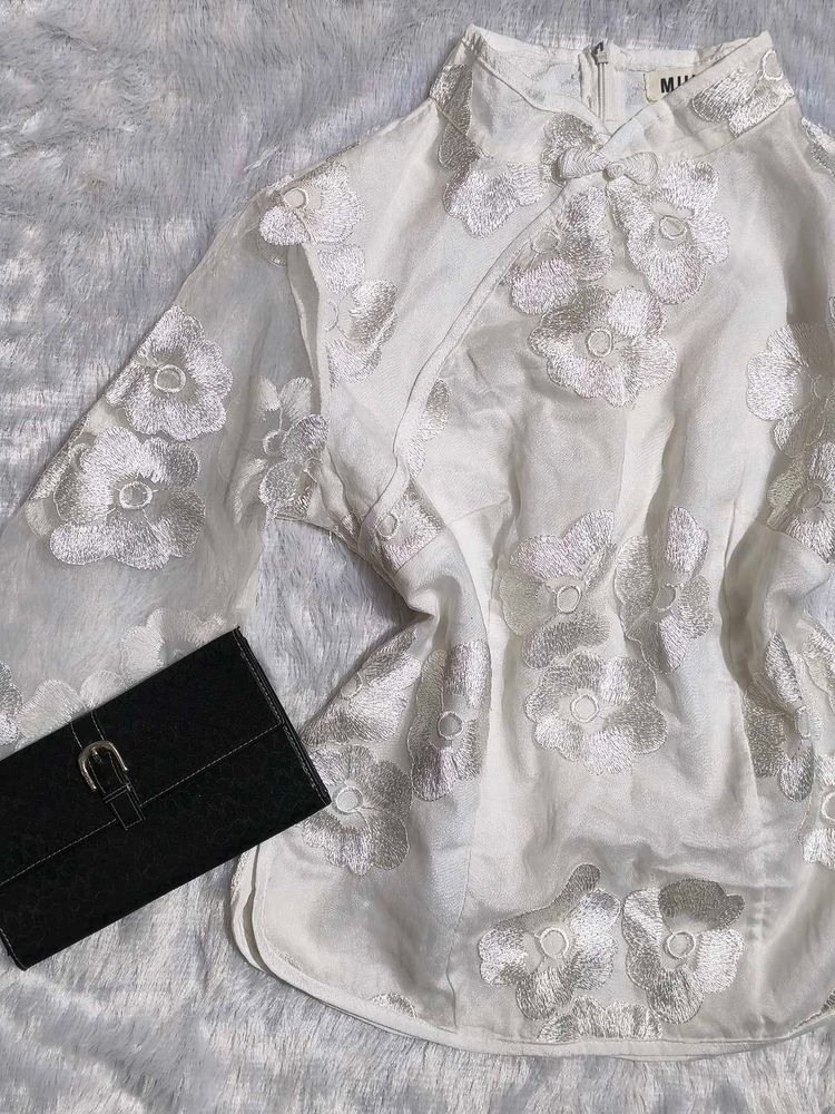 Chinese White Embroidered Top