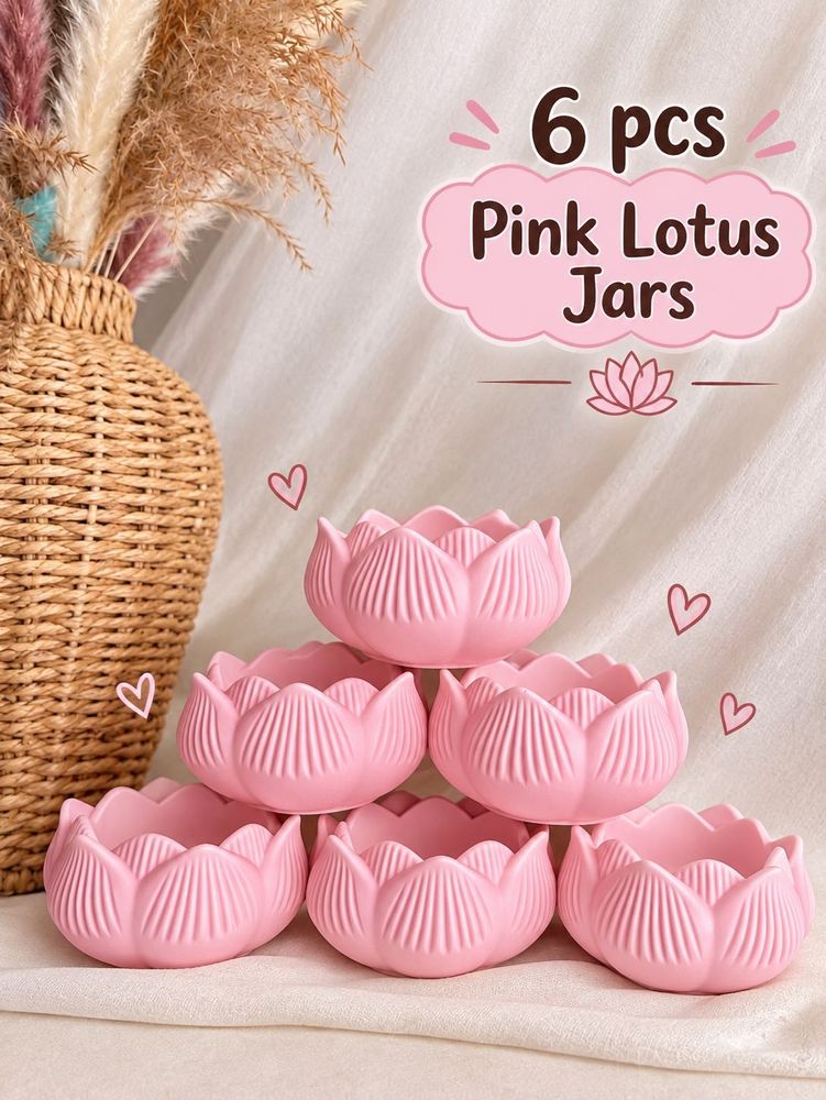 6 Pcs Pink Lotus Jars