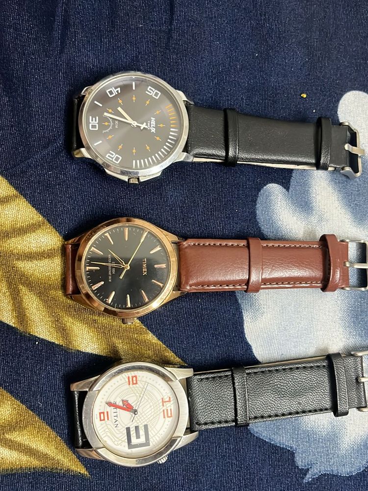Timex And Titan 3 Watches Combo