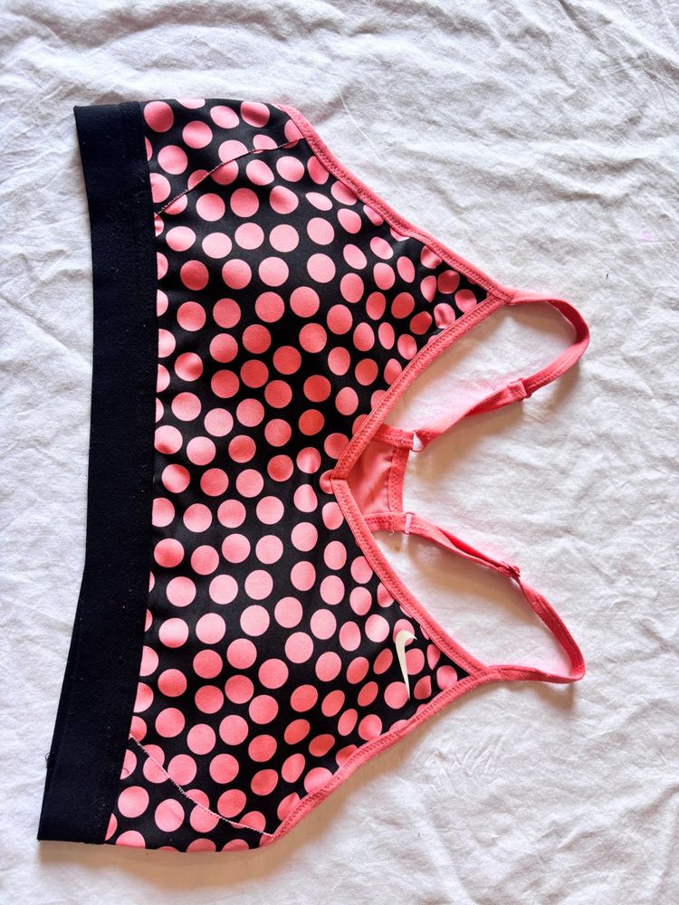 Nike Sports Bra Pink Black Polka Dot