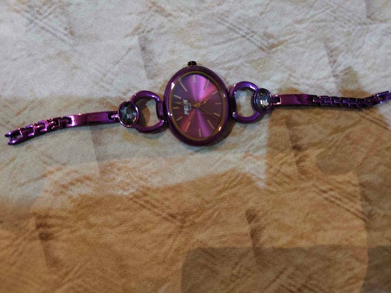 Purple Link Watch with Rhinestones
