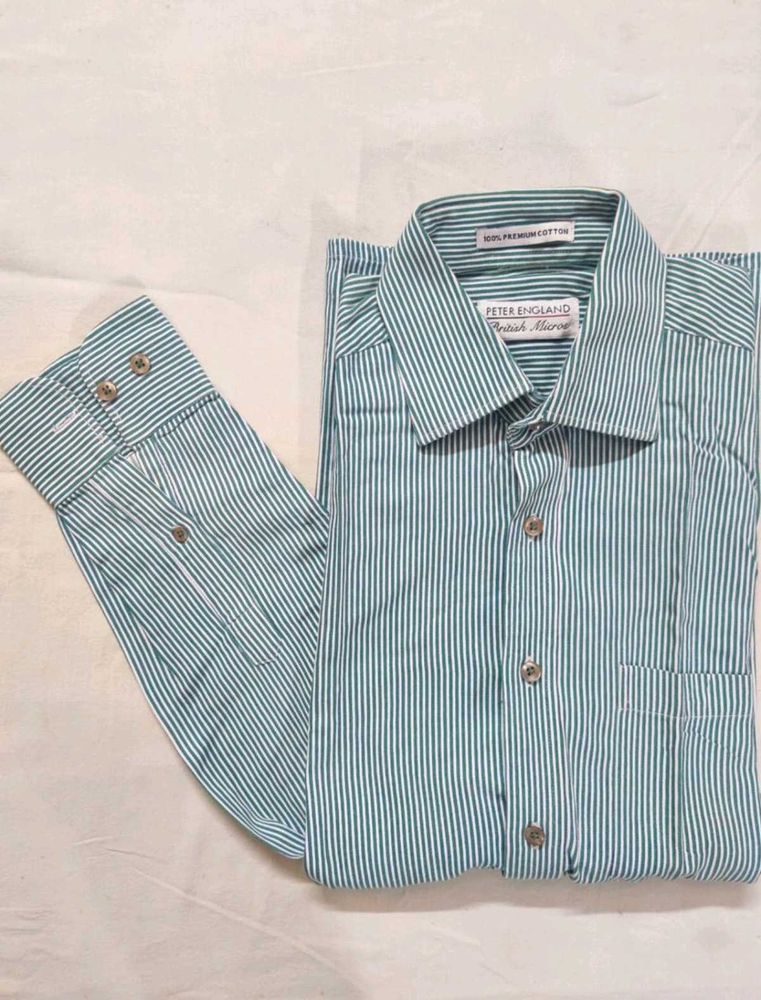 🆕 Peter England Striped Cotton Shirt