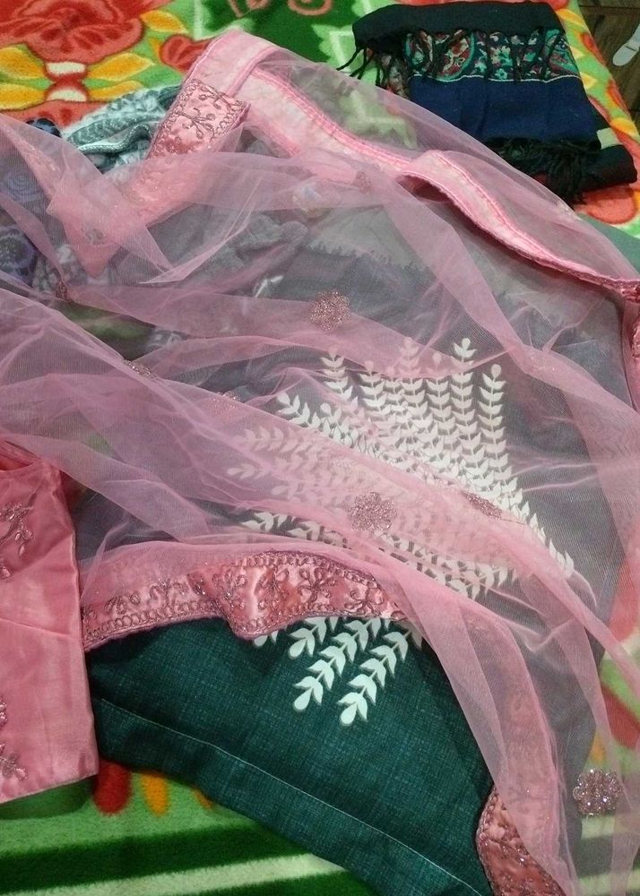 Pink Embroidered Dress Material