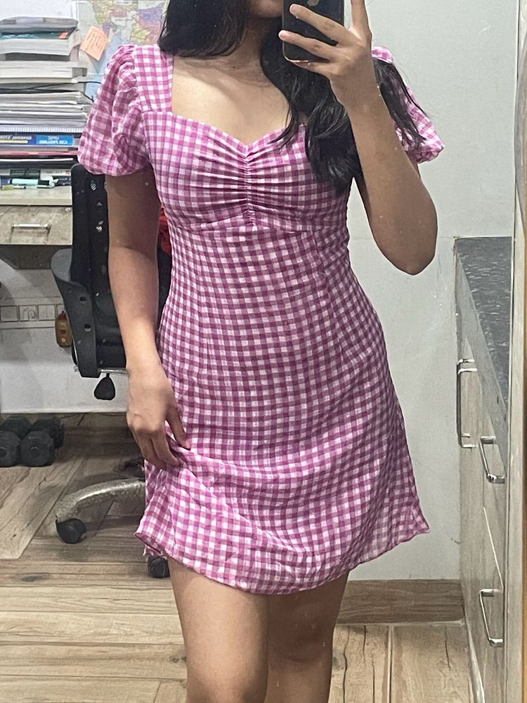 Gingham Print Short Dress🎀