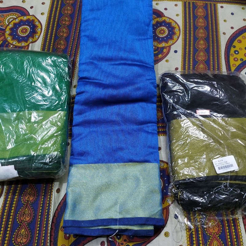 Daily wear Three New Sarees for Rs 500 Only