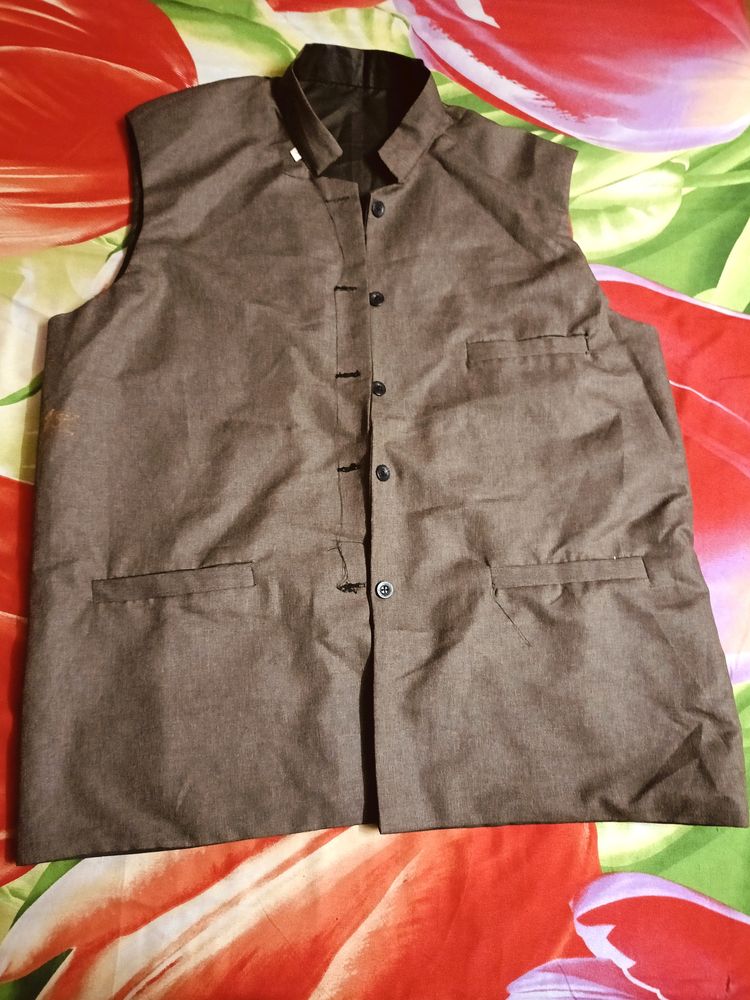 Sleeveless Brown Waist Coat
