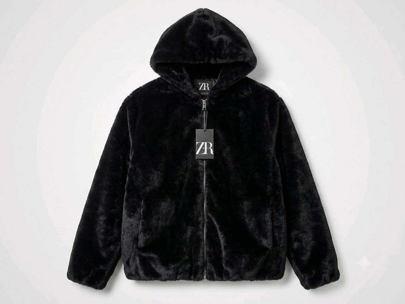 Black Furry Bomber Jacket
