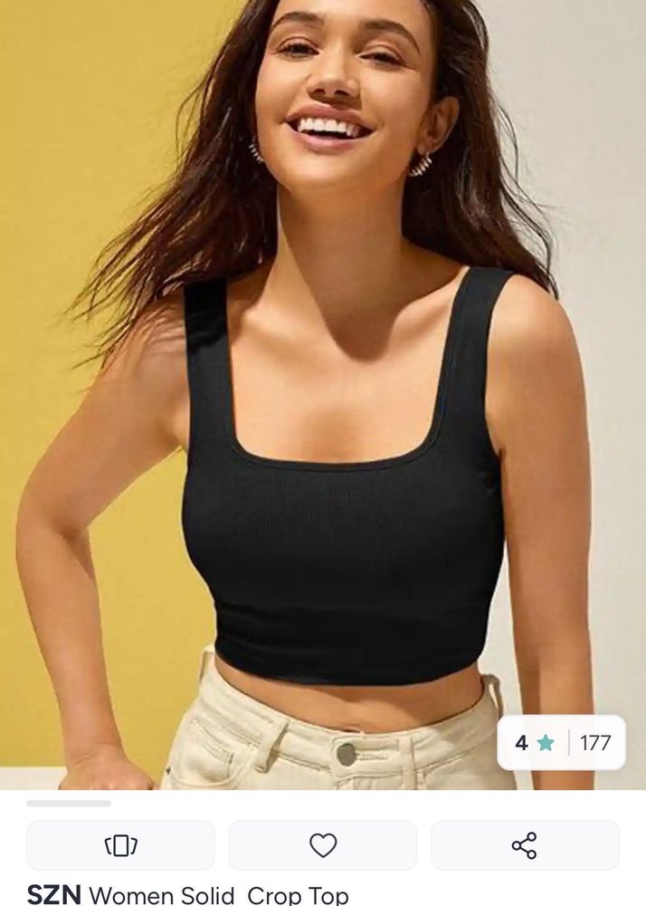 Sleek Black Square Neck Crop Top
