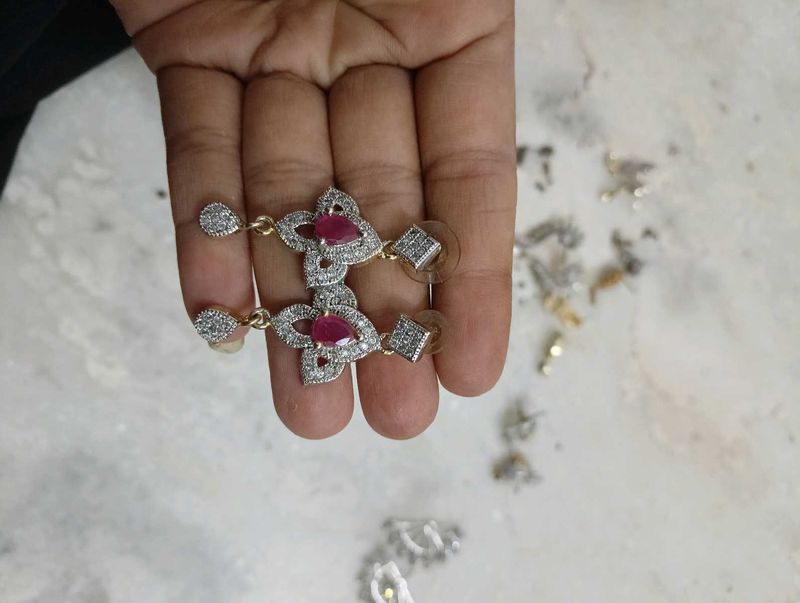 Elegant Ruby &amp; Diamond Earrings