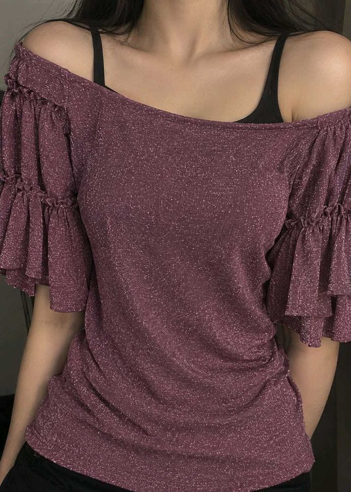 Stylish Plum-Purple Glitter Top 💜