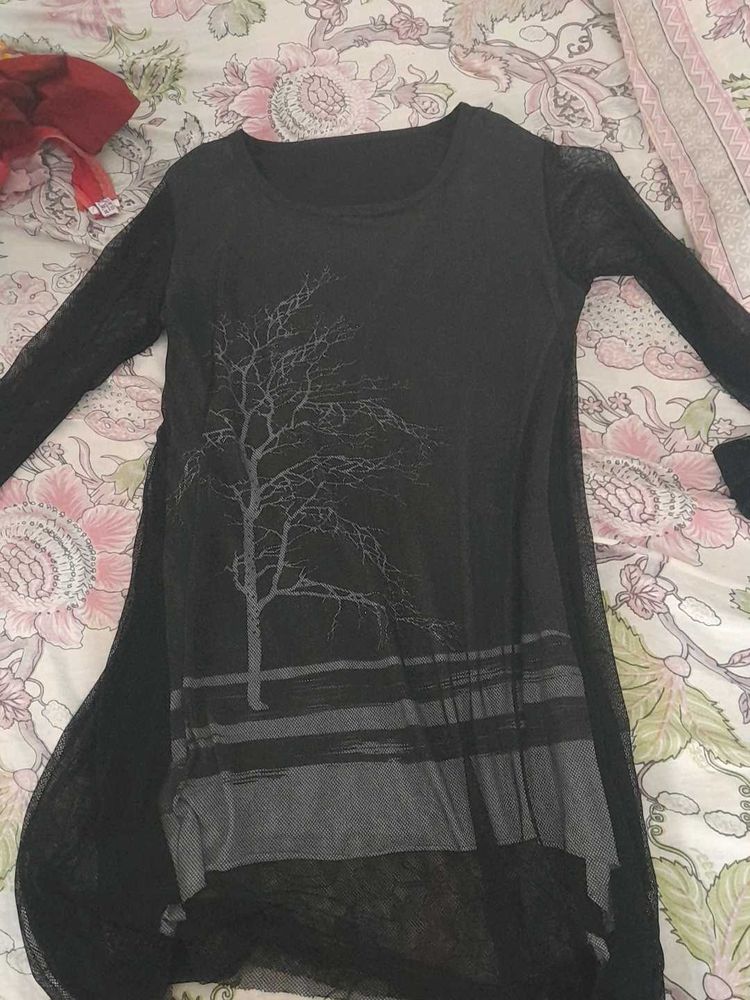 Unique Tree Print Long Sleeve Dress