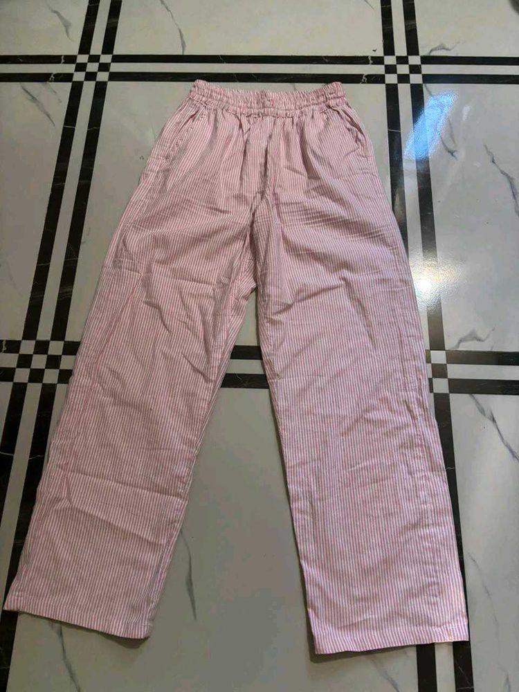 Pink Striped Wide Leg Pants