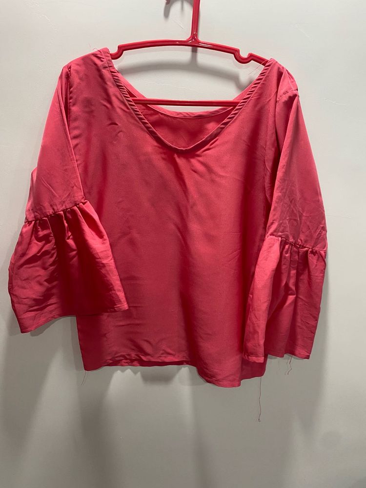 Coral Bell Sleeve V-Neck Top