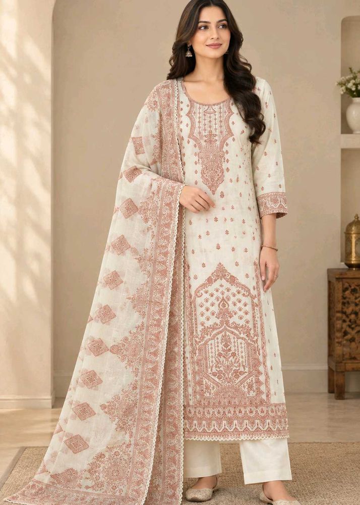 elegant jaamdani cotton weaving suit