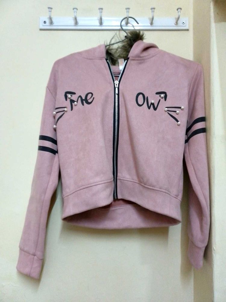 Cute Pink Zipper Hoodie