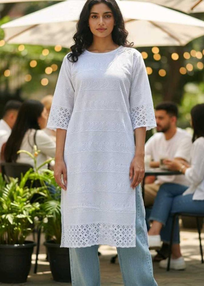 Elegant White Embroidered Dress