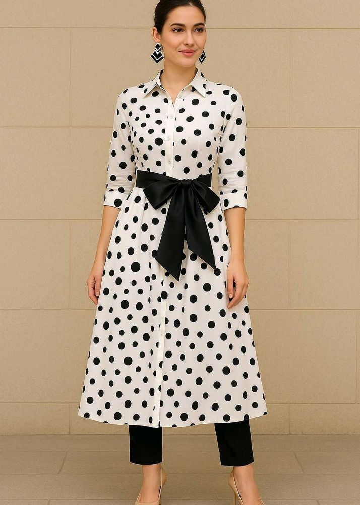 Black &amp; White Polka Dot Dress