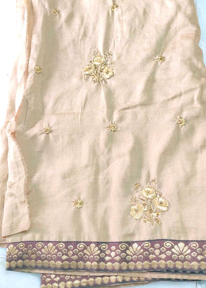 Elegant Beige Embroidered Saree