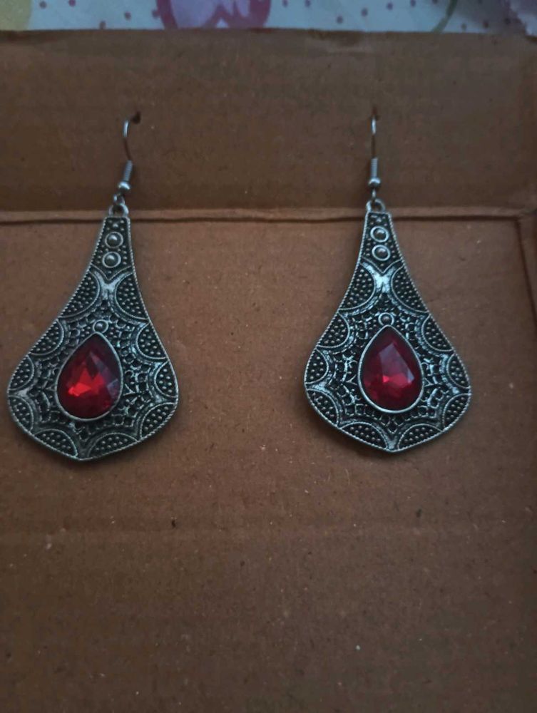 Bohemian Red Stone Dangle Earrings