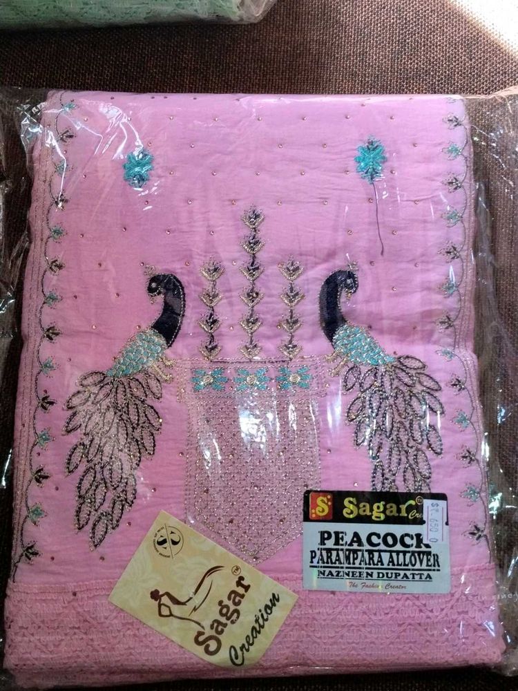 Pink Peacock Dupatta