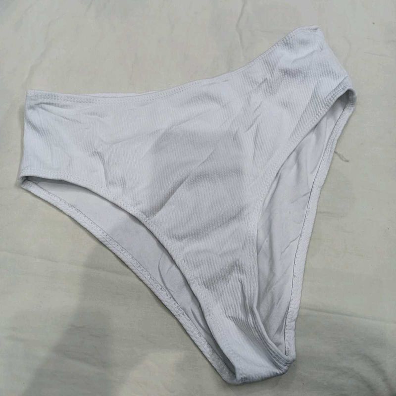 🪔 Ribbed White High-Waisted Bikini Bottom