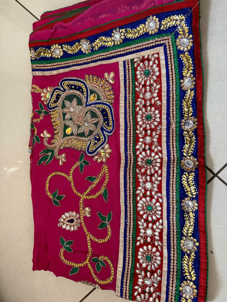 Embroidered Pink Saree