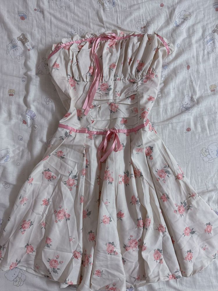 Cute Floral Strapless Mini Dress