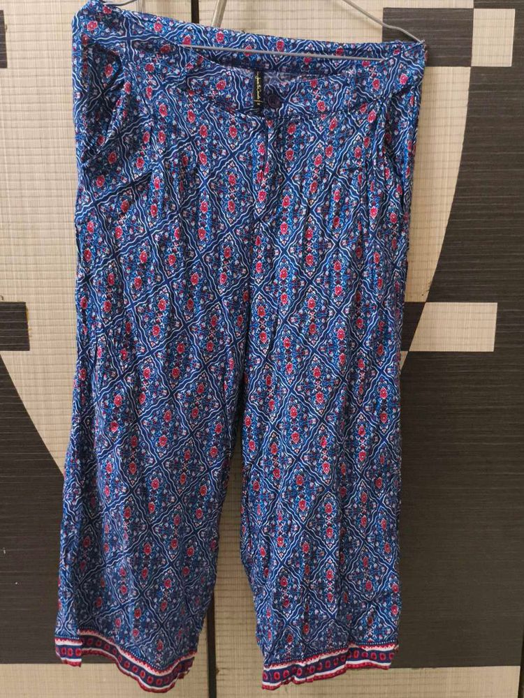 Navy Ethnic Print Pallazo