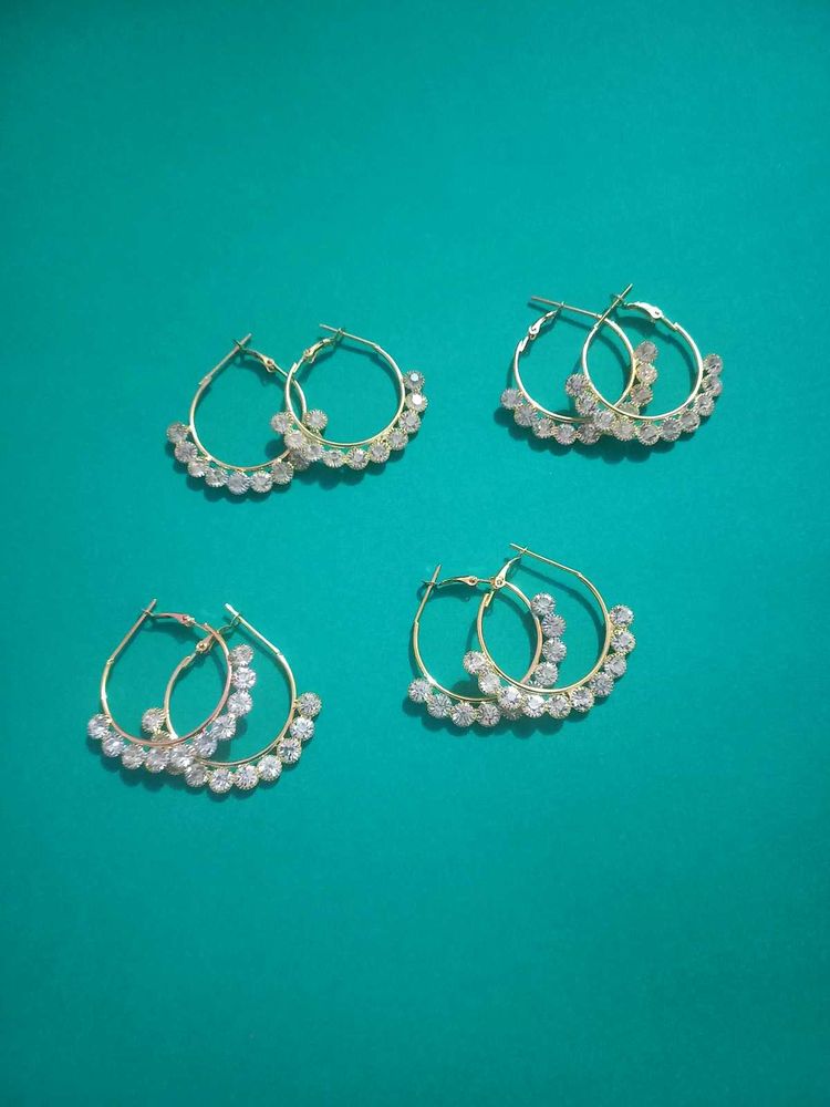 Pack Of 4 Sparkling Hoop Earrings