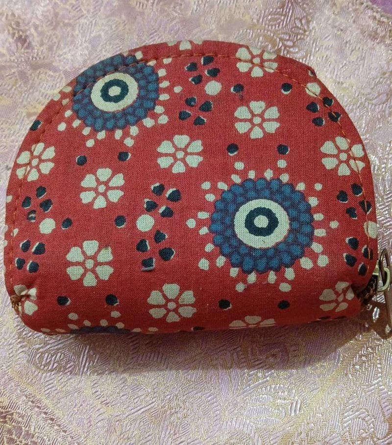 New Red Floral Print Coin Pouch