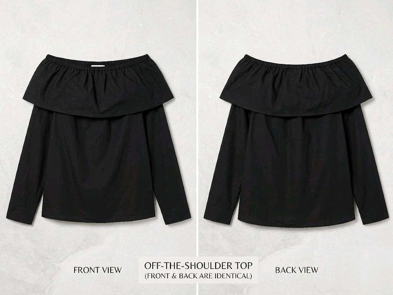 Black Off-Shoulder Ruffle Top