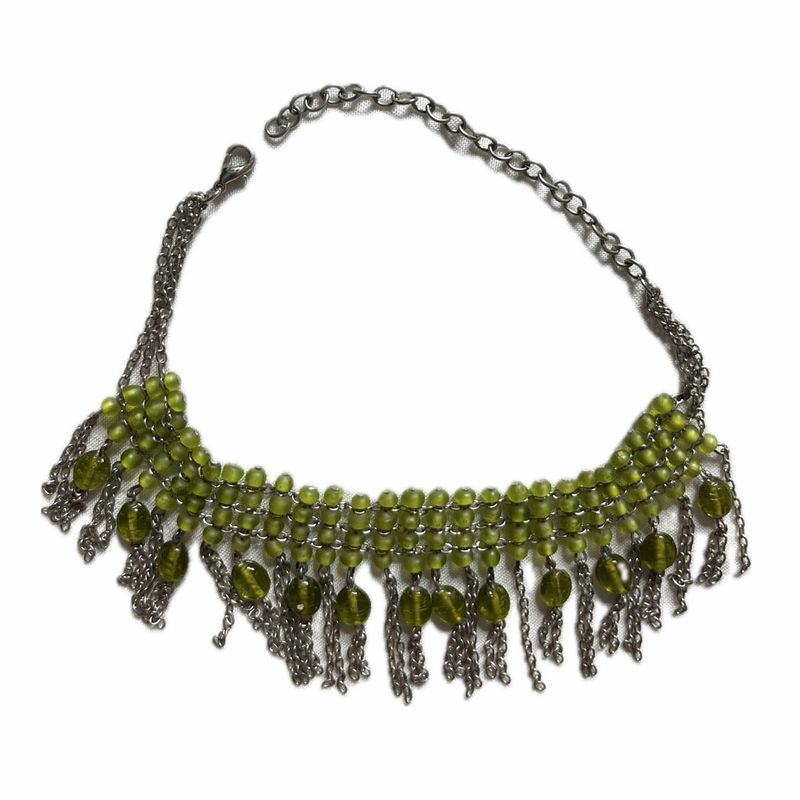 Green Beaded Chain Necklace