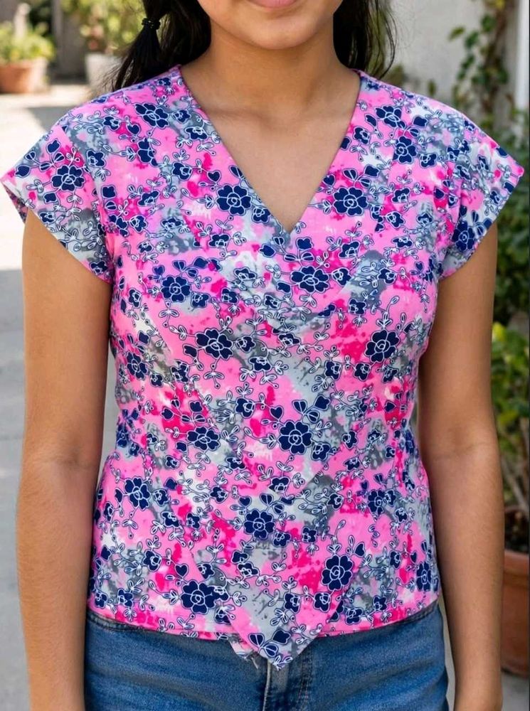 Floral Print V-Neck Top