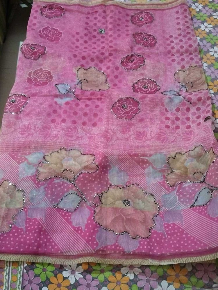 Elegant Pink Floral Saree