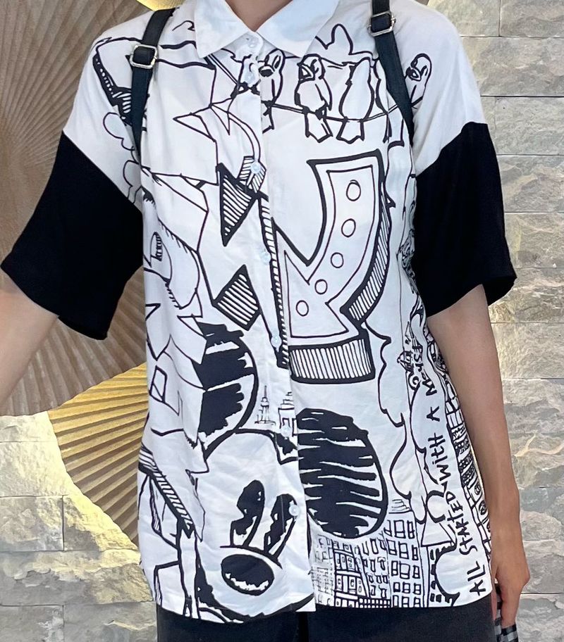 Mickey Graphic Print Button-Up Shirt