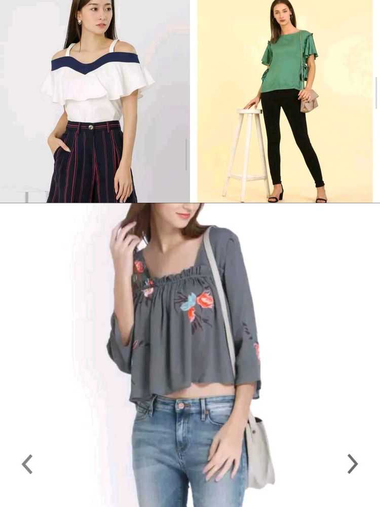 beutiful combo 3 top Off-Shoulder Ruffle To