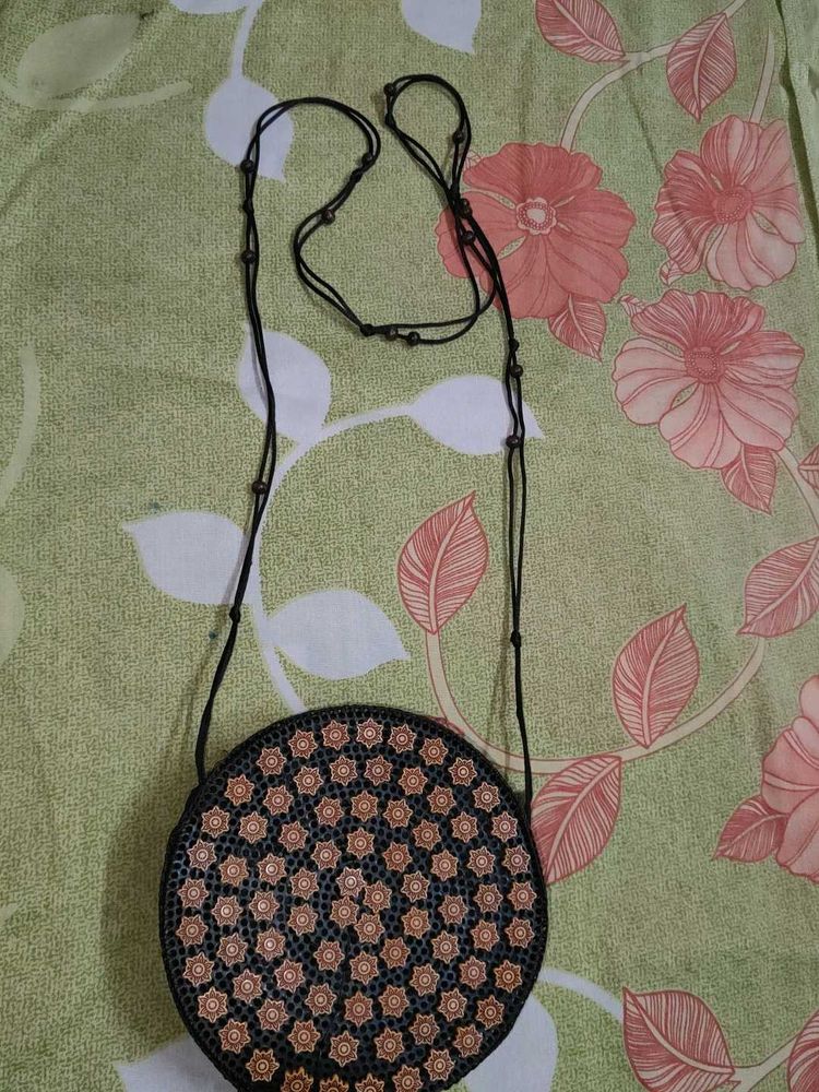 coconut shell wooden sling bag for women