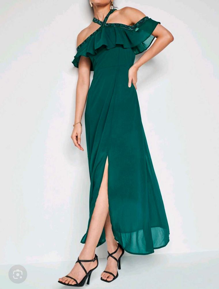 green party wear dress