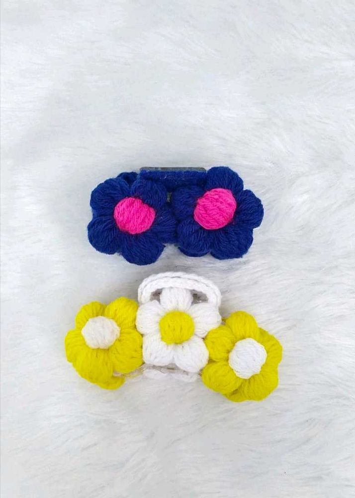 crochet puff Flower Hair clutchers