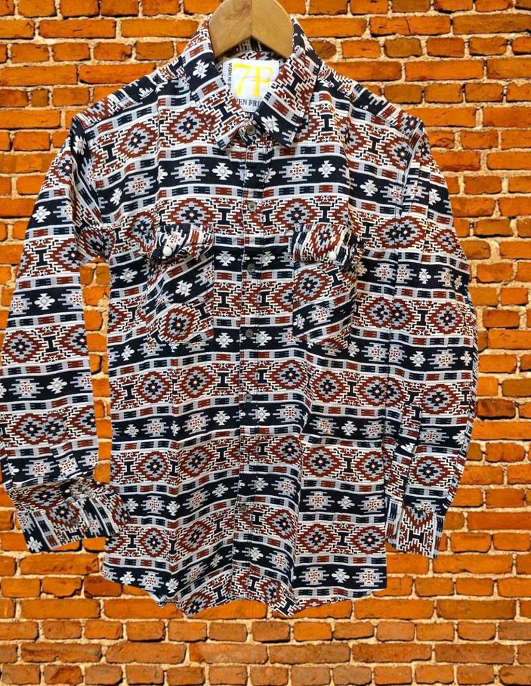 Men's Geometric Print Long Sleeve Shirt size XL