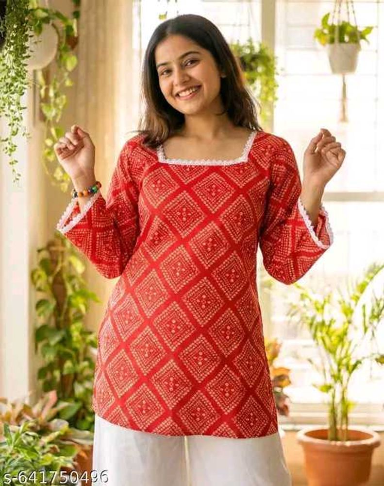 Stylish Red Printed Kurta for Women