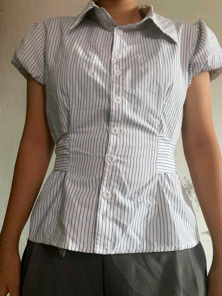 Classic Striped Button-Up Blouse