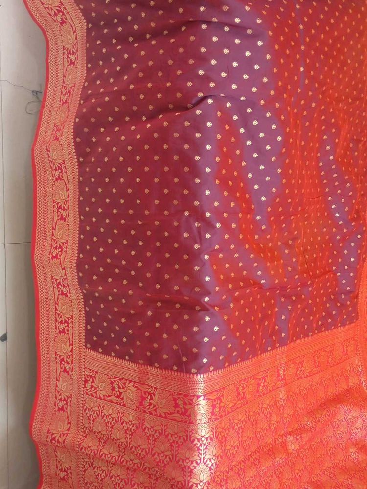 Elegant Burgundy Saree with Golden Weave