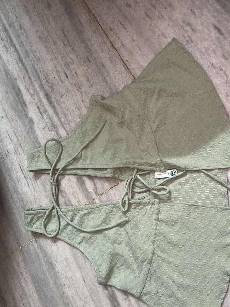 Trendy Textured Tie Up Top