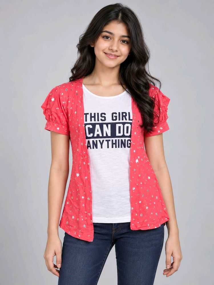 Girl's Graphic T-Shirt &amp; Shrug Set