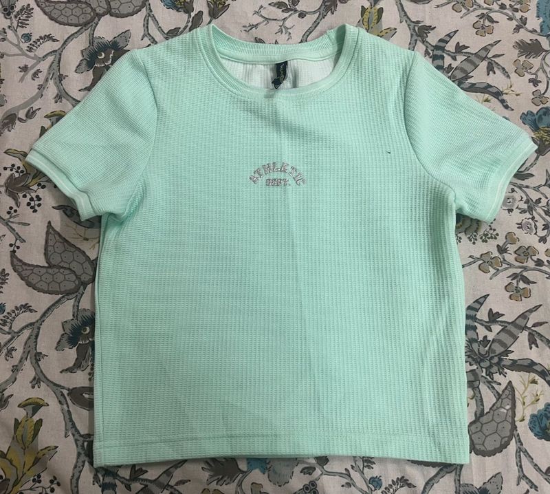 Mint Green Waffle Knit T-Shirt