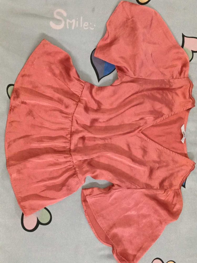 Coral Bell Sleeve V-Neck Top