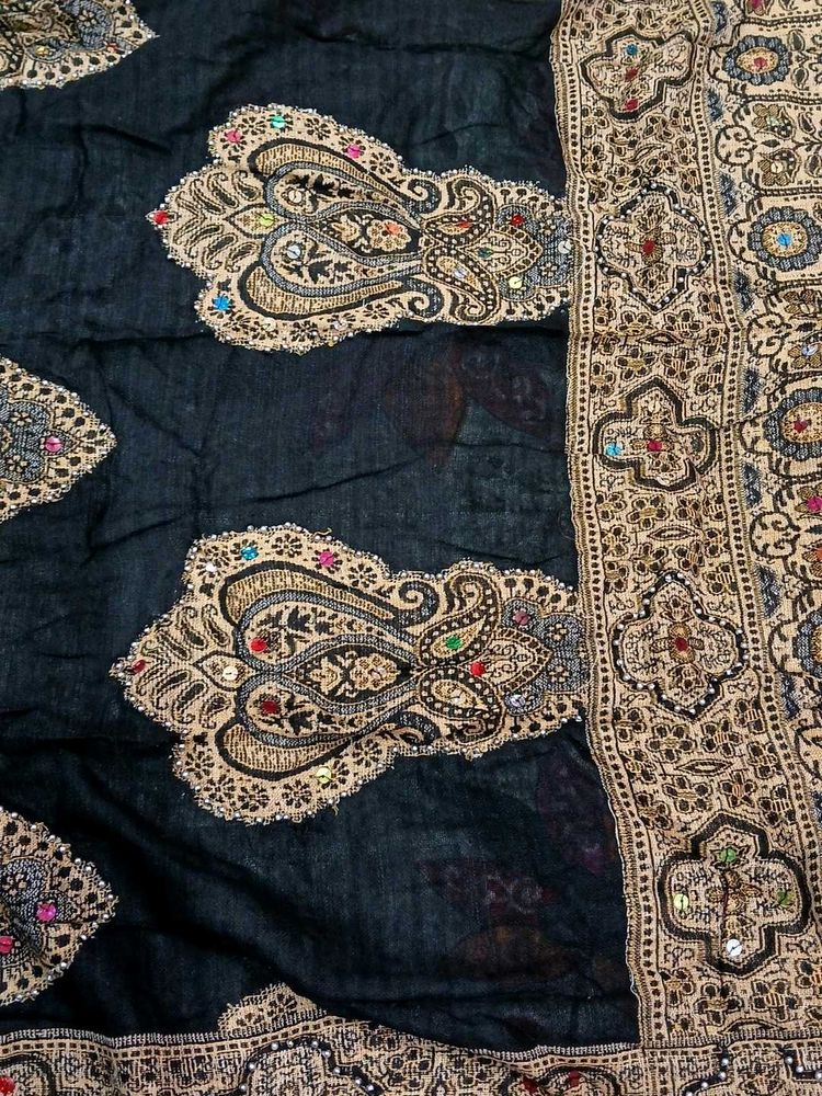 Embroidered Black Stole For Women🖤