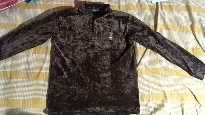 Brown Velvet Polo Shirt