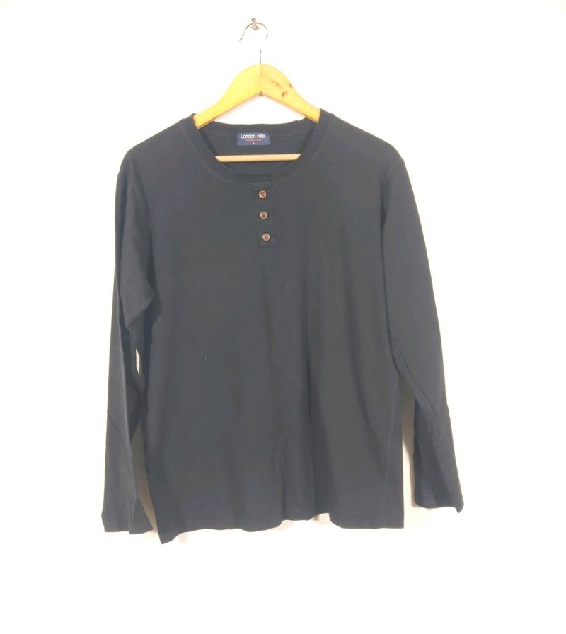 Black Full Sleeve Round Neck T-Shirts (Men's)